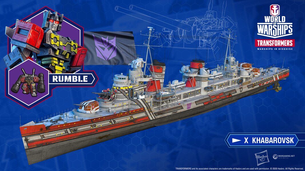 World Of Warships X Transformers Optimus Prime, Bumblebee, Megatron, Rumble Previews  (1 of 4)